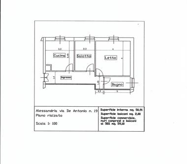 Trilocale in affitto a Alessandria (Alessandria), Via Francesco de Antonio 19