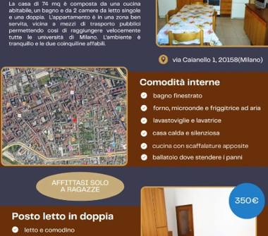 Affitto Stanza Doppia a Milano, Zona Bovisa, Via Caianello 1