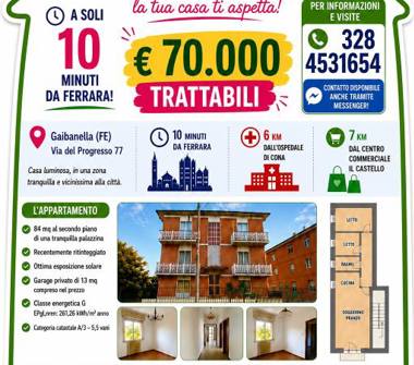 Appartamento in vendita a Ferrara, Zona Gaibanella, Via del Progresso 77